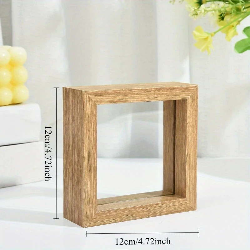3pcs Wood Creative Double-Sided Glass Plant Specimen Photo Frame – New Chinese Stereo Frame, Transparent Wood Photo Frame for Artistic Display