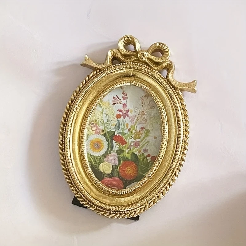 1pc Retro Copper Frame – Retro Copper and Golden Glass Oval Frame | Elegant European Decorative Arts and Crafts | Perfect for Living Room, Unique Gift Ideas, Ideal for Room Decoration