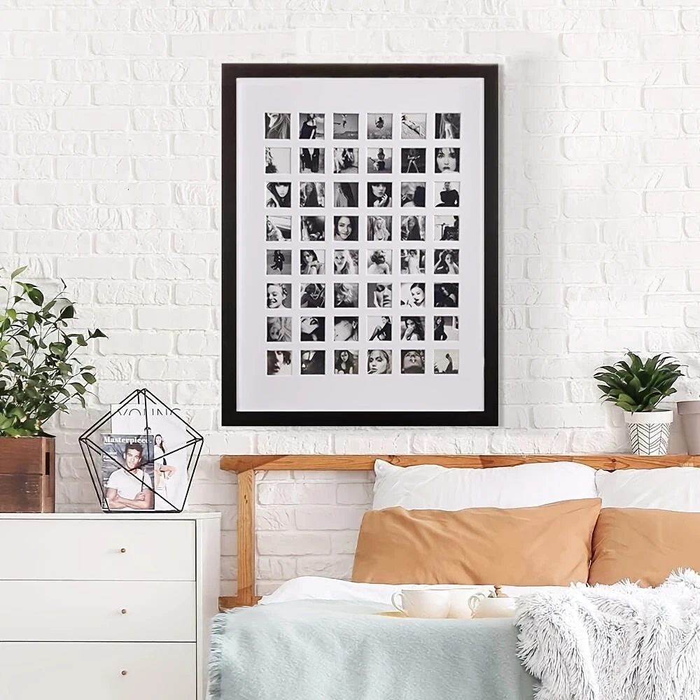 Photo Frame Collage – Customizable 48-Photo Picture Frame – Solid Wood & HD Glass Vertical Oblong Casual Frame, Perfect for Mother's Day, Anniversaries & Home Decor