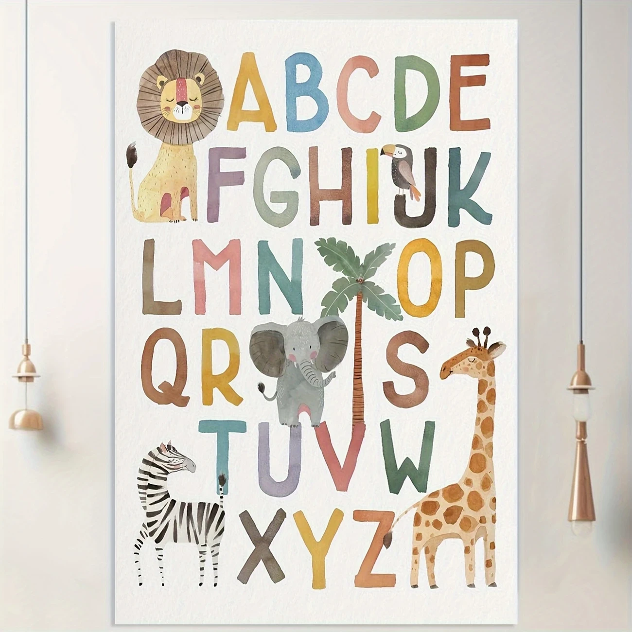 1pc Frameless Alphabet Animal Wall Art Canvas – Vibrant ABC Zodiac Design