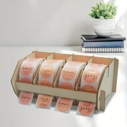 This All-In-One Dispenser Rack for Organizing Your Sticker Rolls