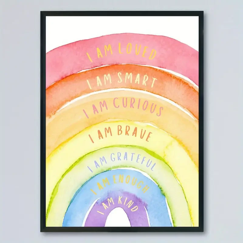 Inspirational Watercolor Rainbow Wall Art Print – A Splash of Positivity for Your Space