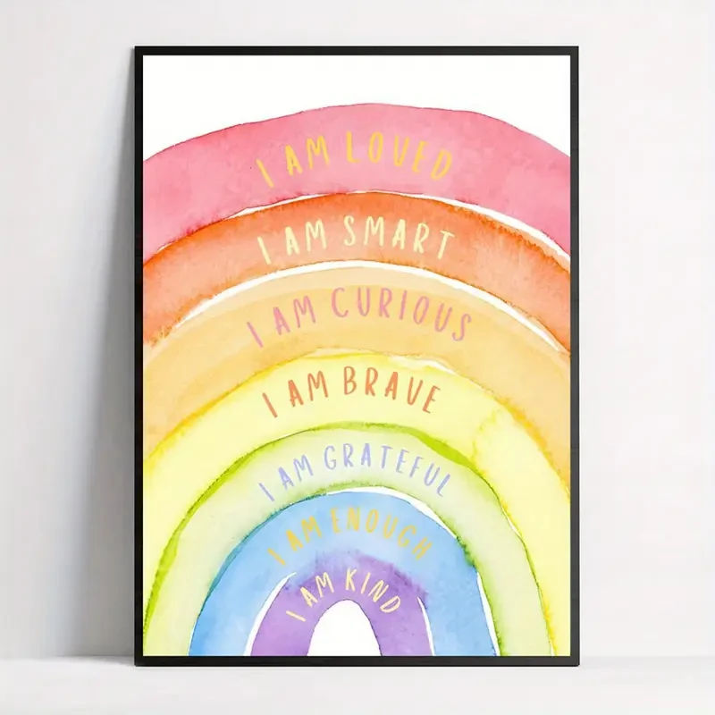 Inspirational Watercolor Rainbow Wall Art Print – A Splash of Positivity for Your Space
