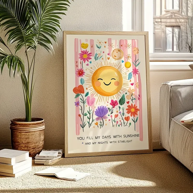 "You Are My Sunshine" Sunflower Wall Art – Vibrant Canvas Print for Kids’ Room Decor