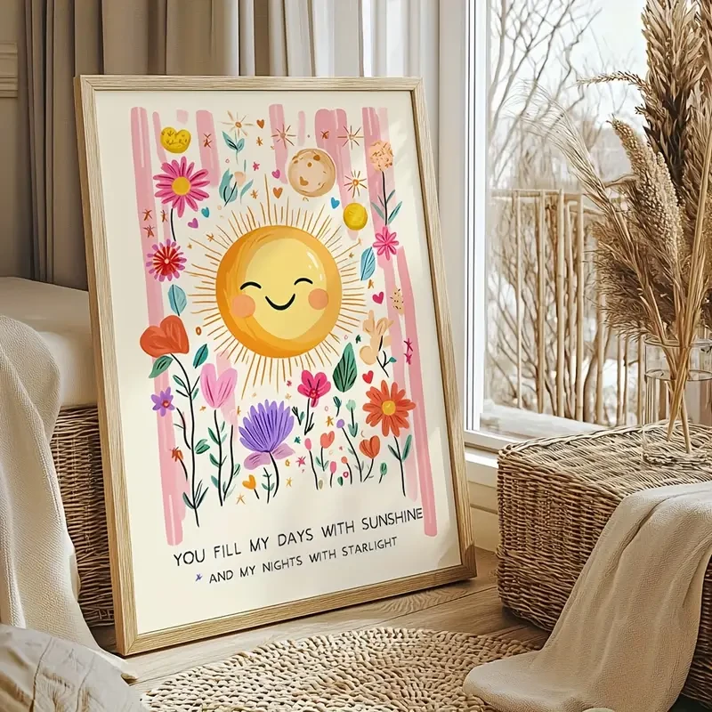 "You Are My Sunshine" Sunflower Wall Art – Vibrant Canvas Print for Kids’ Room Decor