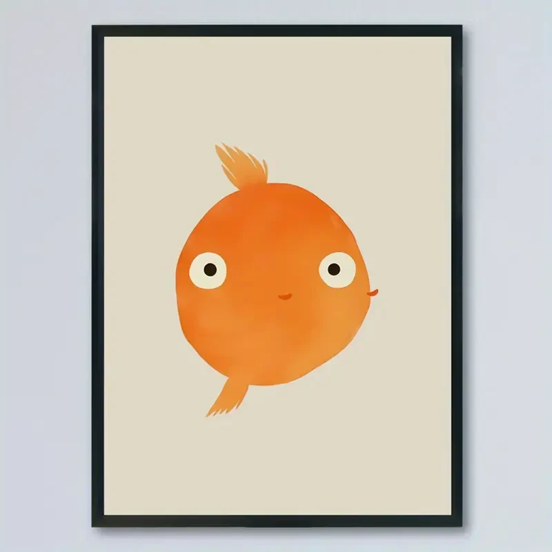 Goldfish Cartoon Art Print Poster – Frameless Canvas Wall Art for Stylish Home Decor