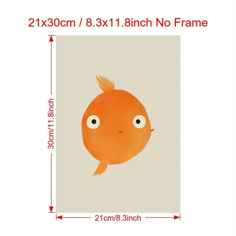 Goldfish Cartoon Art Print Poster – Frameless Canvas Wall Art for Stylish Home Decor