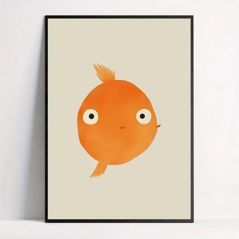 Goldfish Cartoon Art Print Poster – Frameless Canvas Wall Art for Stylish Home Decor