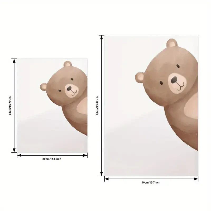3pcs Wooden Framed Peeping Bear Nursery Print – Neutral Nursery Bear Wall Art for Creative Home Decor