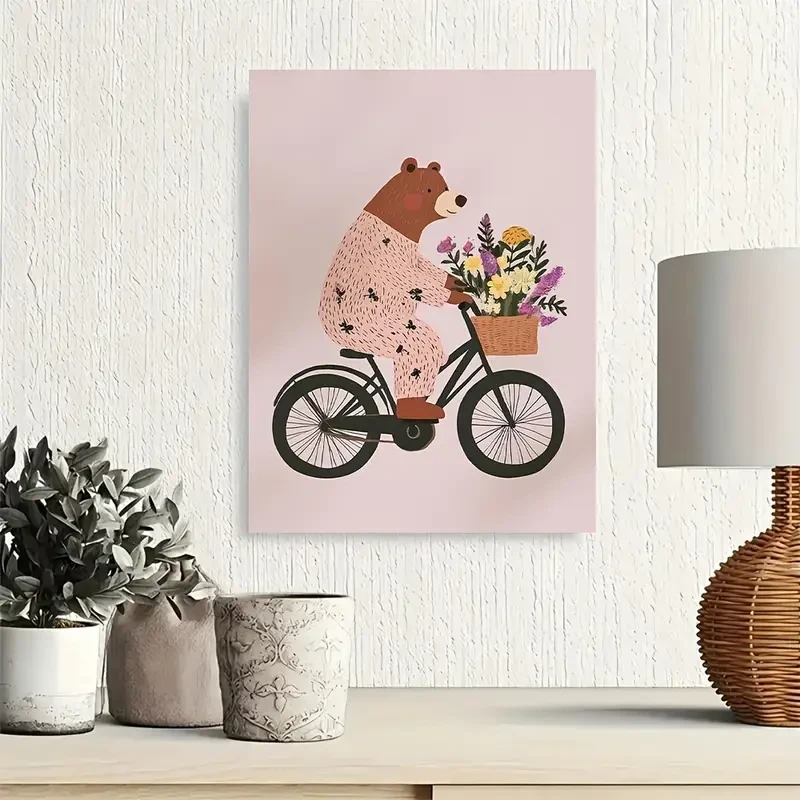 1pc Nursery Bear Wall Art – Charming Artwork for Youngsters' Rooms and Home Decor