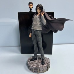28CM Anime Figure Attack On Titan - Eren Jaeger Figure with Interchangeable Head and Dress Up Suit