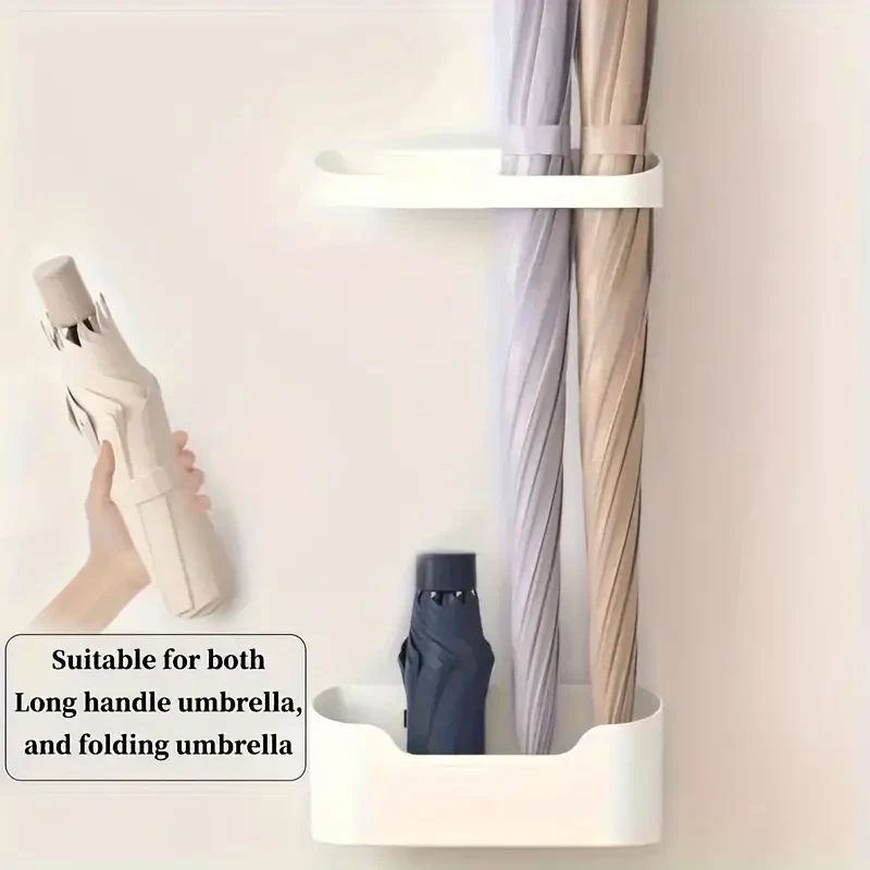Modern 2-Piece Wall-Mounted Umbrella Holder with Drip Tray