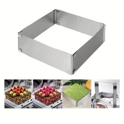 Square Cake Mold Ring, 6-11In Adjustable Stainless Steel Cake Cutter – Premium Baking Tool for Professional Results