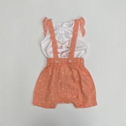 Bloomers with Suspenders and T-Shirt | Peach