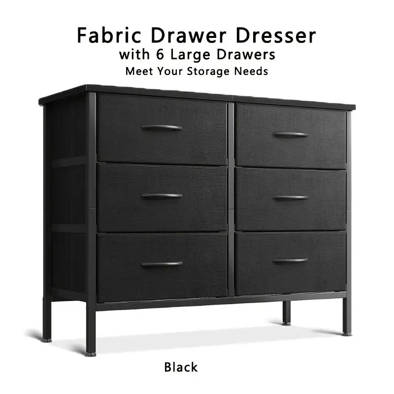 1pc Fabric Drawer Dresser for Bedroom Dresser TV Stand with 6 Storage Drawers – Perfect Closet Organizer for Clothes