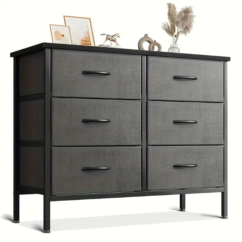 1pc Fabric Drawer Dresser for Bedroom Dresser TV Stand with 6 Storage Drawers – Perfect Closet Organizer for Clothes