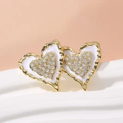 1 Pair of Women’s Fashion Earrings – Heart-Shaped, Stainless Steel, Hypoallergenic – Perfect for the Beach, Party, and Vacation