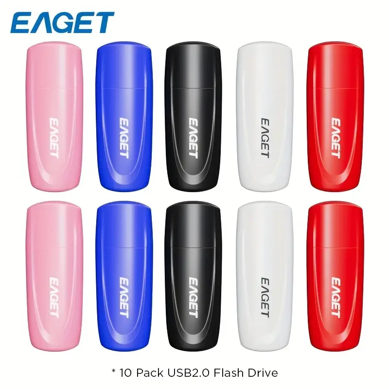 EAGET [10 Packs] 4GB Flash Drive USB 2.0 – Multi-Color USB Memory Stick Set, Convenient and Reliable USB Drive for Storage