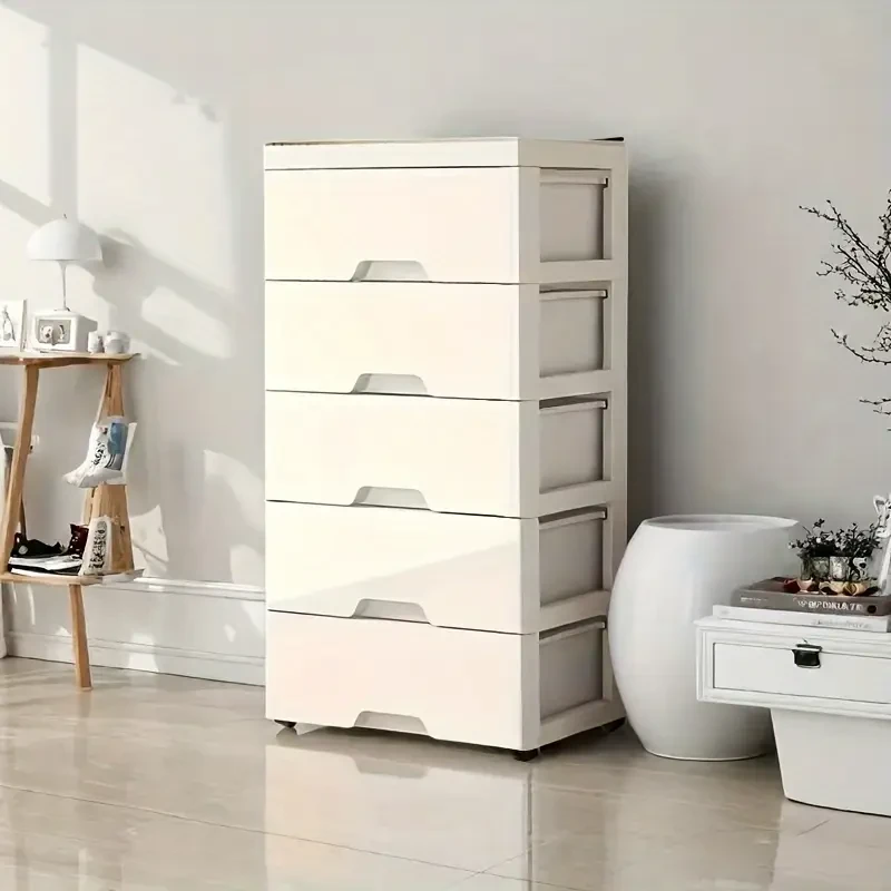 Five-Tier Drawer Rolling Storage Cabinet – Multi-Functional Plastic Organizer Rack for Kitchen, Bedroom, Wardrobe, Office, and Dormitory Under-Bed Storage