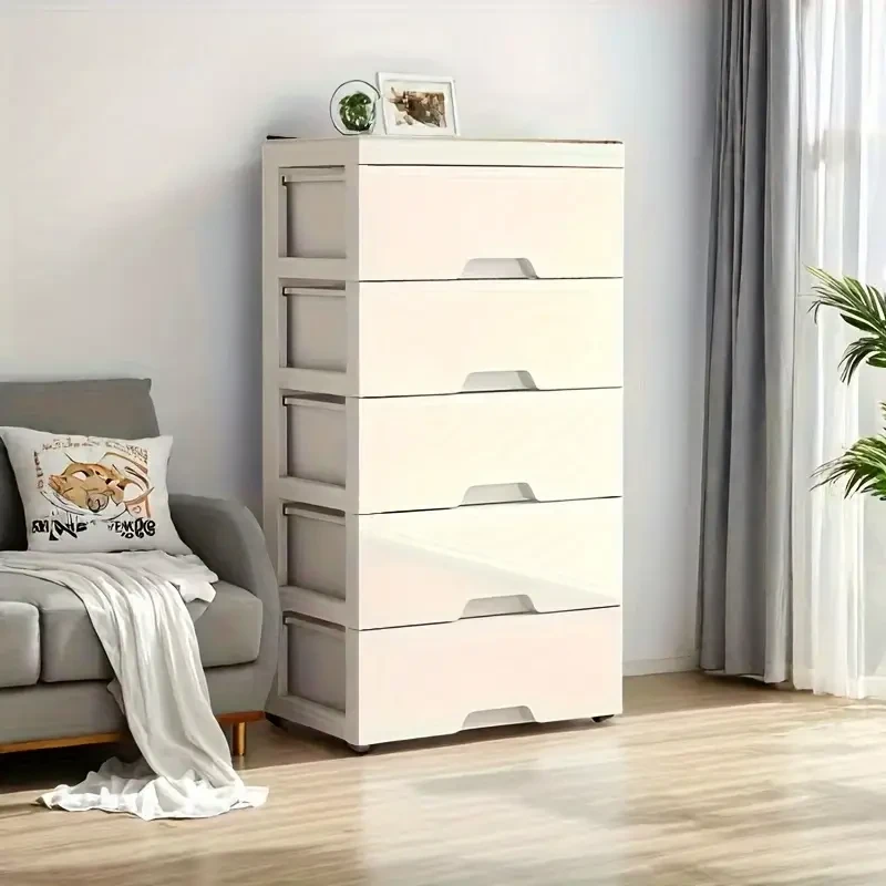 Five-Tier Drawer Rolling Storage Cabinet – Multi-Functional Plastic Organizer Rack for Kitchen, Bedroom, Wardrobe, Office, and Dormitory Under-Bed Storage