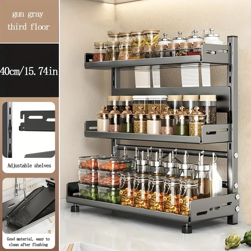 Steel Multi-Tier Spice Rack for Kitchen Countertop