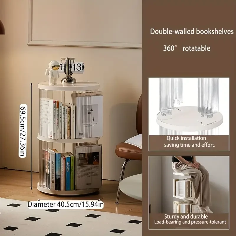 2-Tier 360° Rotating Bookshelf