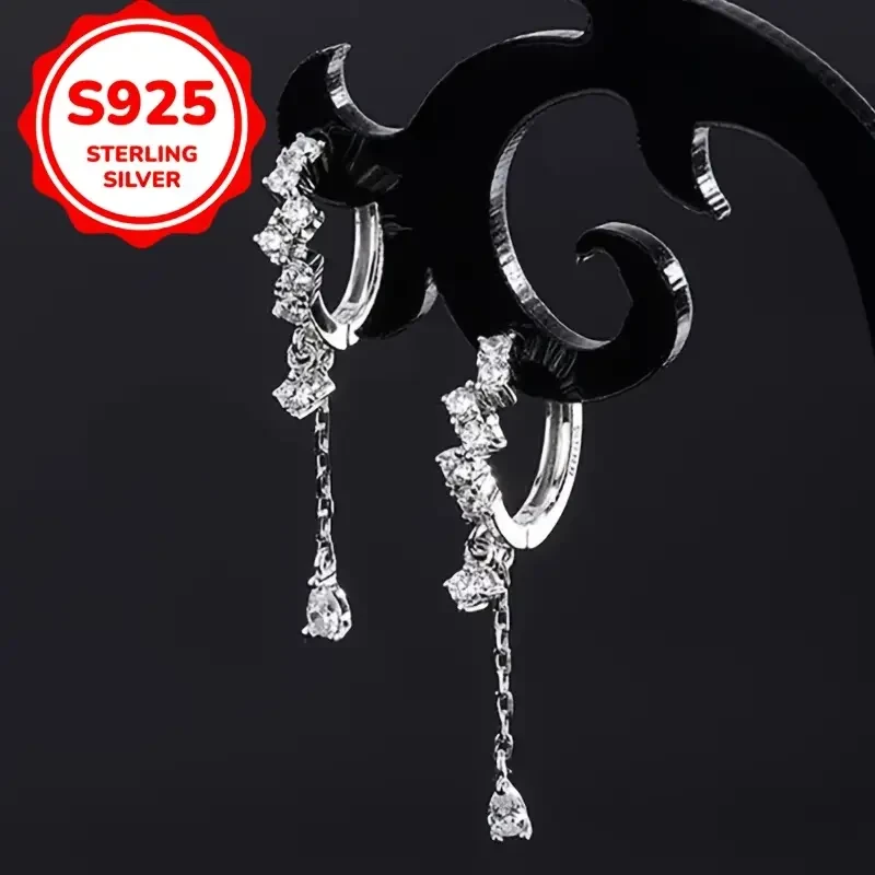 Luxury & Classic 925 Sterling Silver Tassel Drop Earrings – Delicate Temperament Accessory for Daily Wear & Parties, Perfect Gift for Ladies, 1.9g