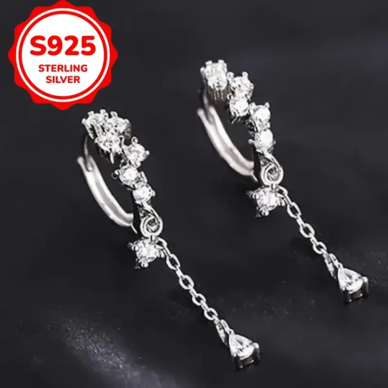 Luxury & Classic 925 Sterling Silver Tassel Drop Earrings – Delicate Temperament Accessory for Daily Wear & Parties, Perfect Gift for Ladies, 1.9g