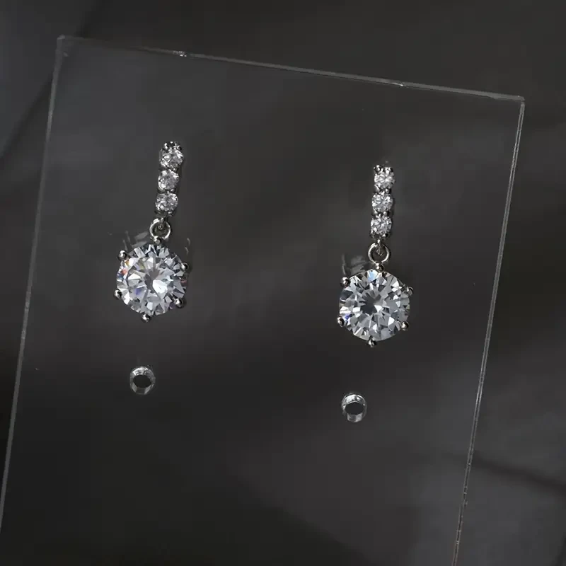 Elegant and Refined Zirconia Earrings – Stylish Pendant Earrings, Delicate and Elegant Ear Studs