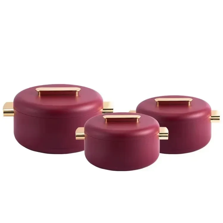 Solid Color Gold Handle Double Layer Thermal Box