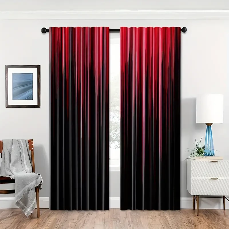 Black and Red Curtains for Living Room