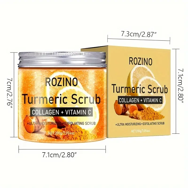 ROZINO Turmeric Glow Scrub – With Collagen, Vitamin C & Sea Salt Exfoliator
