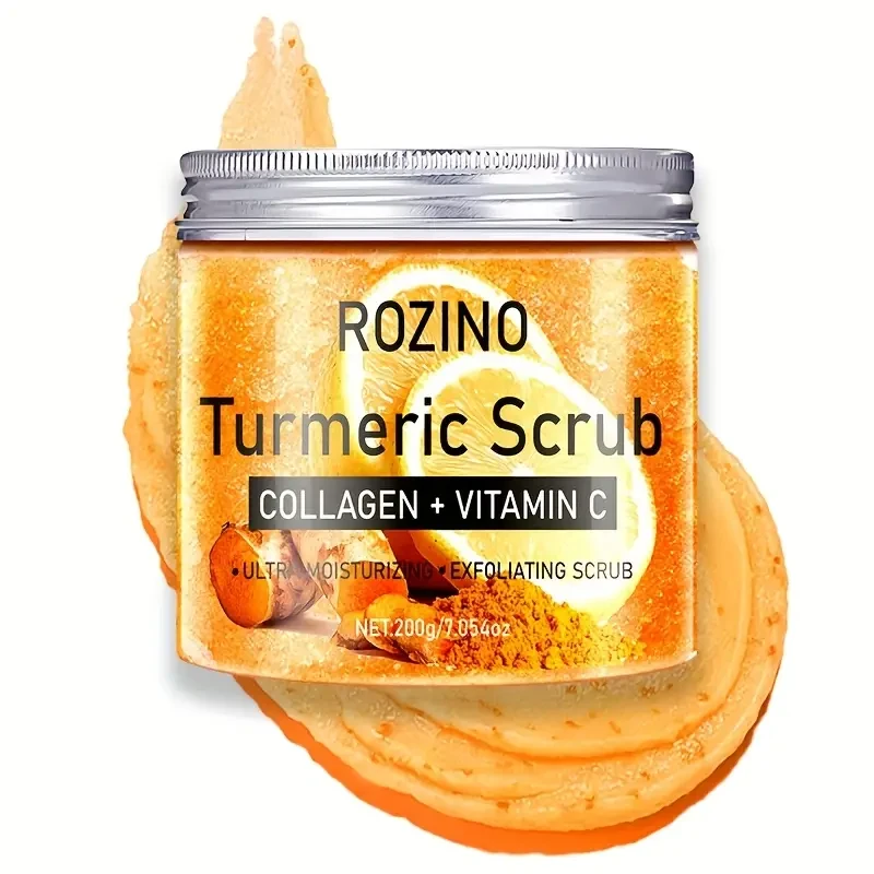 ROZINO Turmeric Glow Scrub – With Collagen, Vitamin C & Sea Salt Exfoliator