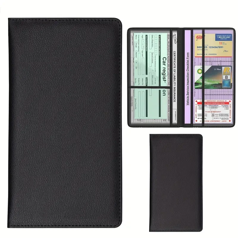 Car Registration and Insurance Holder – Vehicle Glove Box Organizer for Documents, License, Cards & Essentials