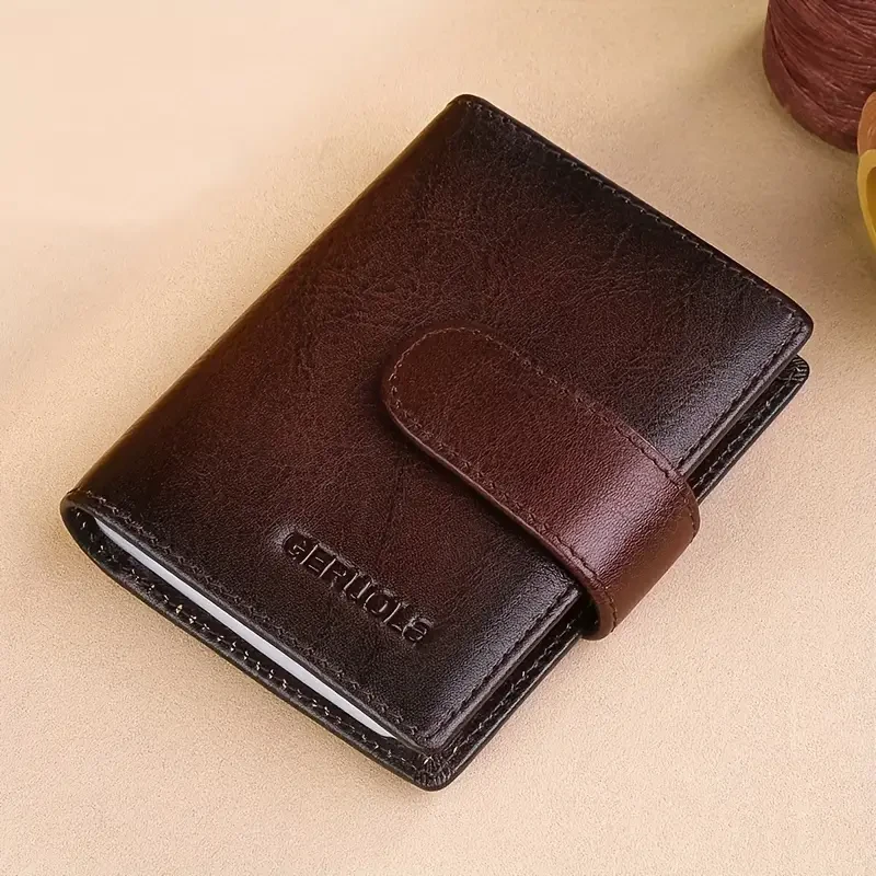 1pc Men's Retro Fashion Top Layer Cowhide Card Case – Durable Driving License Case, Casual Portable Coins Purse, Large Capacity Card Holder with Multiple Card Slots & ID Window