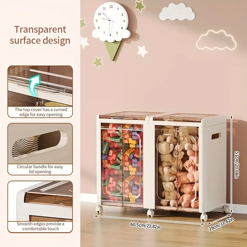 Life Proclamation 1-Pack Transparent Storage Cabinet with Wheels – Large Capacity High Quality Plastic Organizer for Indoor/Outdoor Use