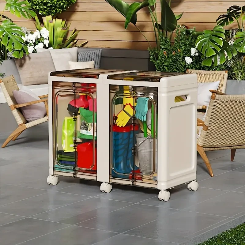 Life Proclamation 1-Pack Transparent Storage Cabinet with Wheels – Large Capacity High Quality Plastic Organizer for Indoor/Outdoor Use