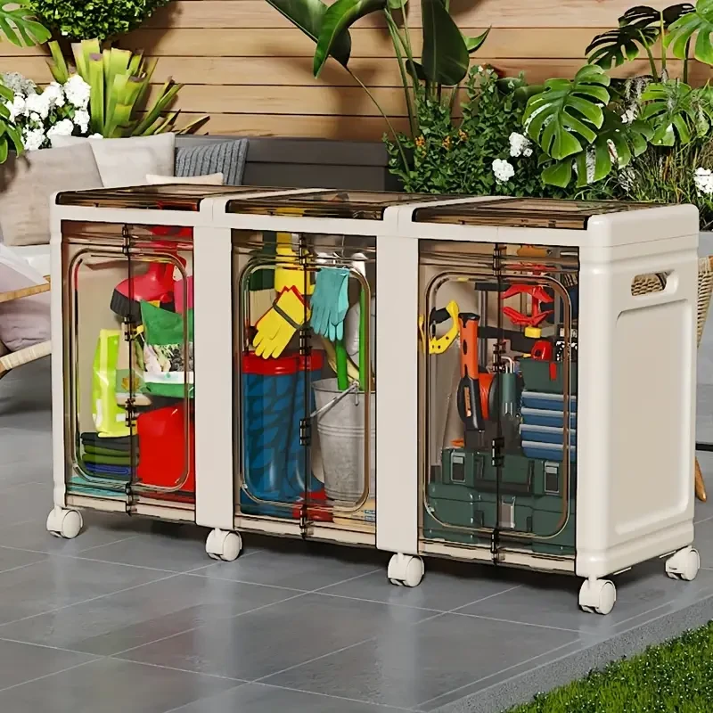 Life Proclamation 1-Pack Transparent Storage Cabinet with Wheels – Large Capacity High Quality Plastic Organizer for Indoor/Outdoor Use