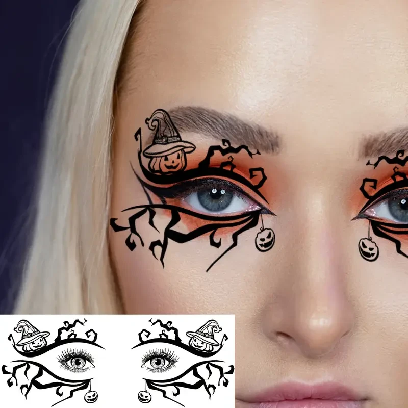 10 Sheets Around Eye Corner Eyelid Temporary Tattoos – Realistic Fake Eye Tattoo Stickers for Women & Men, Long-Lasting Halloween Witch Makeup