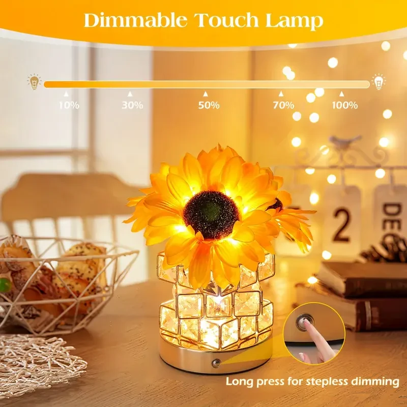 1pc Flower Light Touch Lamp – Rechargeable Cordless Table Lamp with Infinity Dimming and 3 Colour Modes