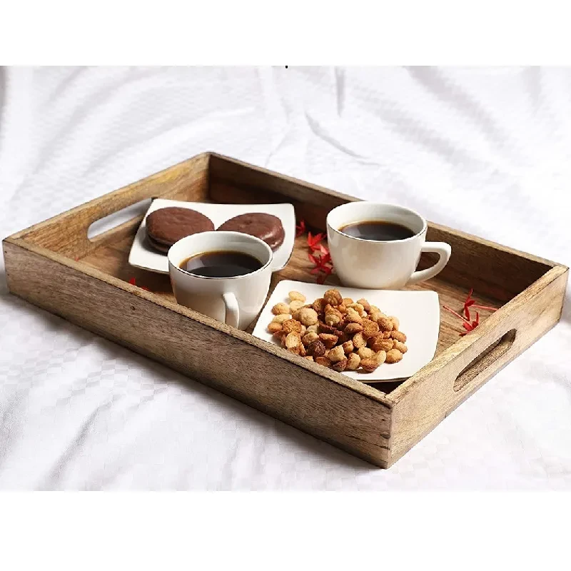 Decorative serving tray with handles