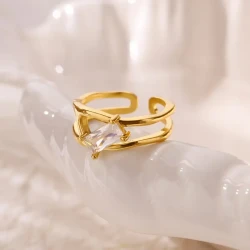 French Classic Bohemian Golden-Tone Adjustable Ring – Timeless Charm Meets Free-Spirited Luxury