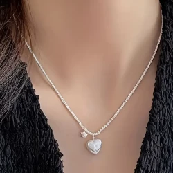 925 Sterling Silver Heart Shaped Beaded Pendant Necklace – A Timeless Symbol of Love and Grace