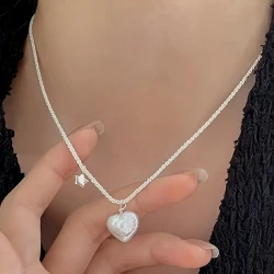 925 Sterling Silver Heart Shaped Beaded Pendant Necklace – A Timeless Symbol of Love and Grace