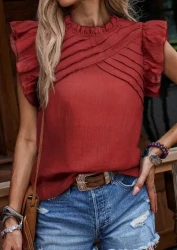 Red Short Sleeve Blouse