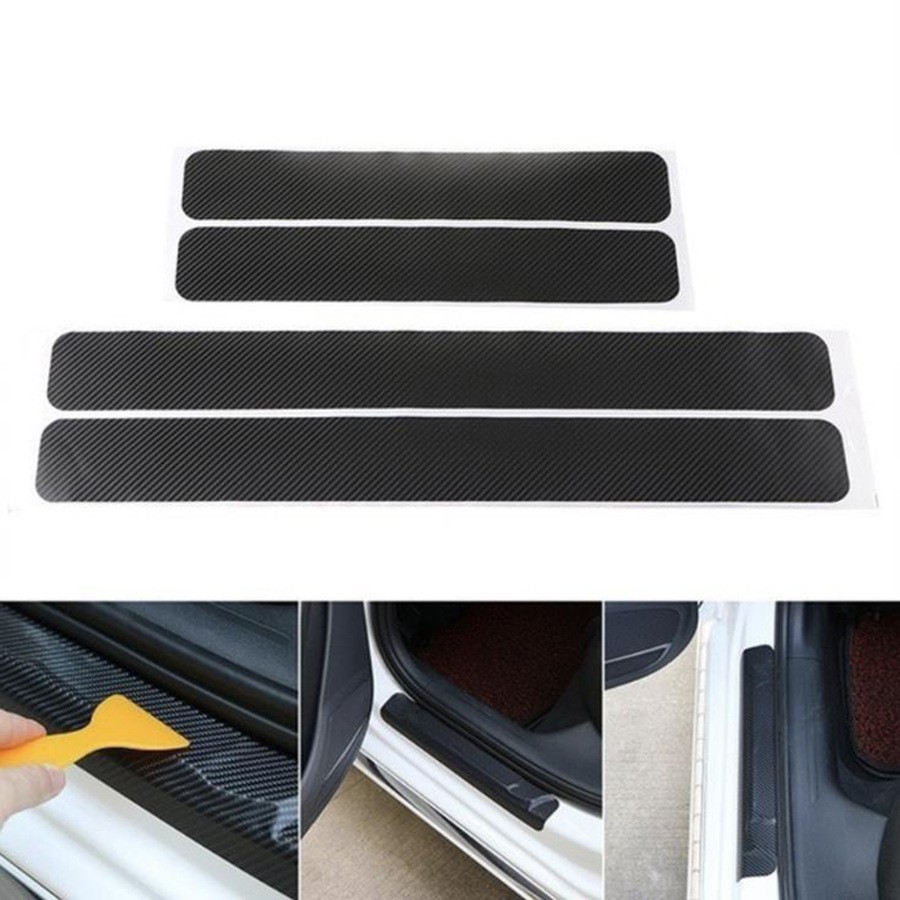 Car Carbon Fiber Pattern Door Sill Decorative Protective Sticker
