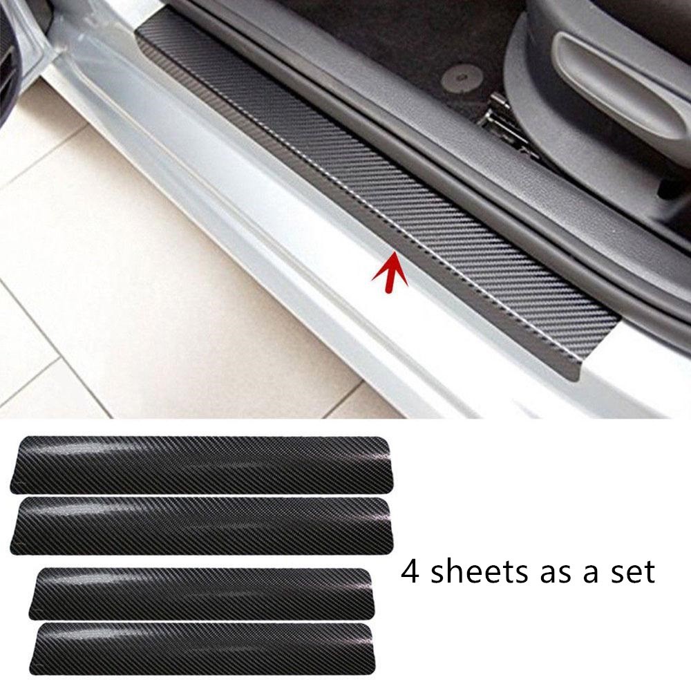 Car Carbon Fiber Pattern Door Sill Decorative Protective Sticker