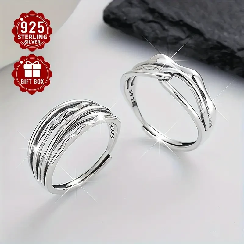 1pc 925 Sterling Silver Multi-Layer Adjustable Ring – Elegant & Versatile for All Occasions