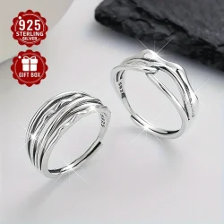 1pc 925 Sterling Silver Multi-Layer Adjustable Ring – Elegant & Versatile for All Occasions