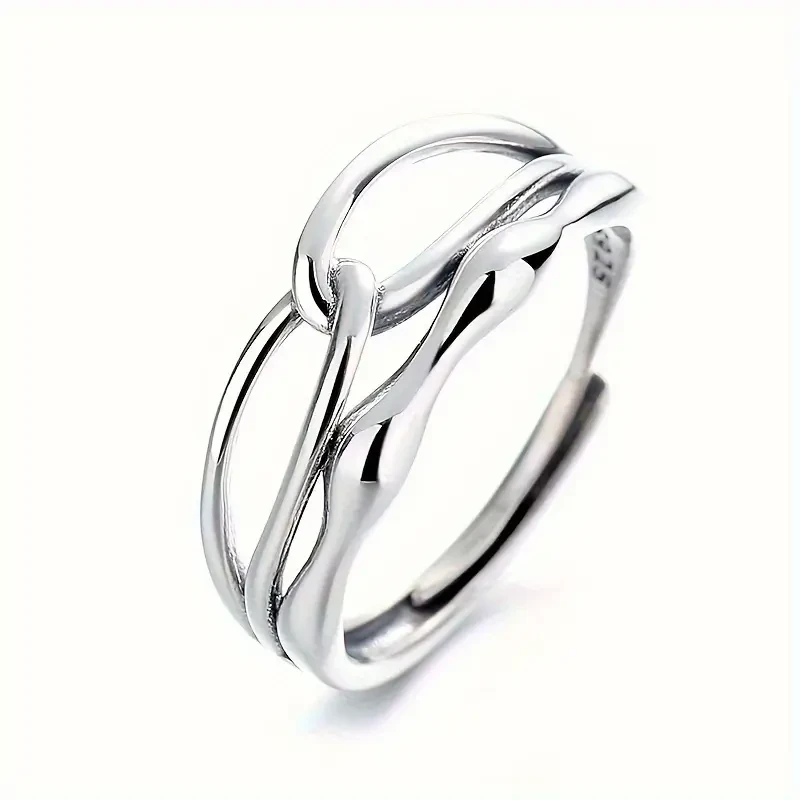 1pc 925 Sterling Silver Multi-Layer Adjustable Ring – Elegant & Versatile for All Occasions